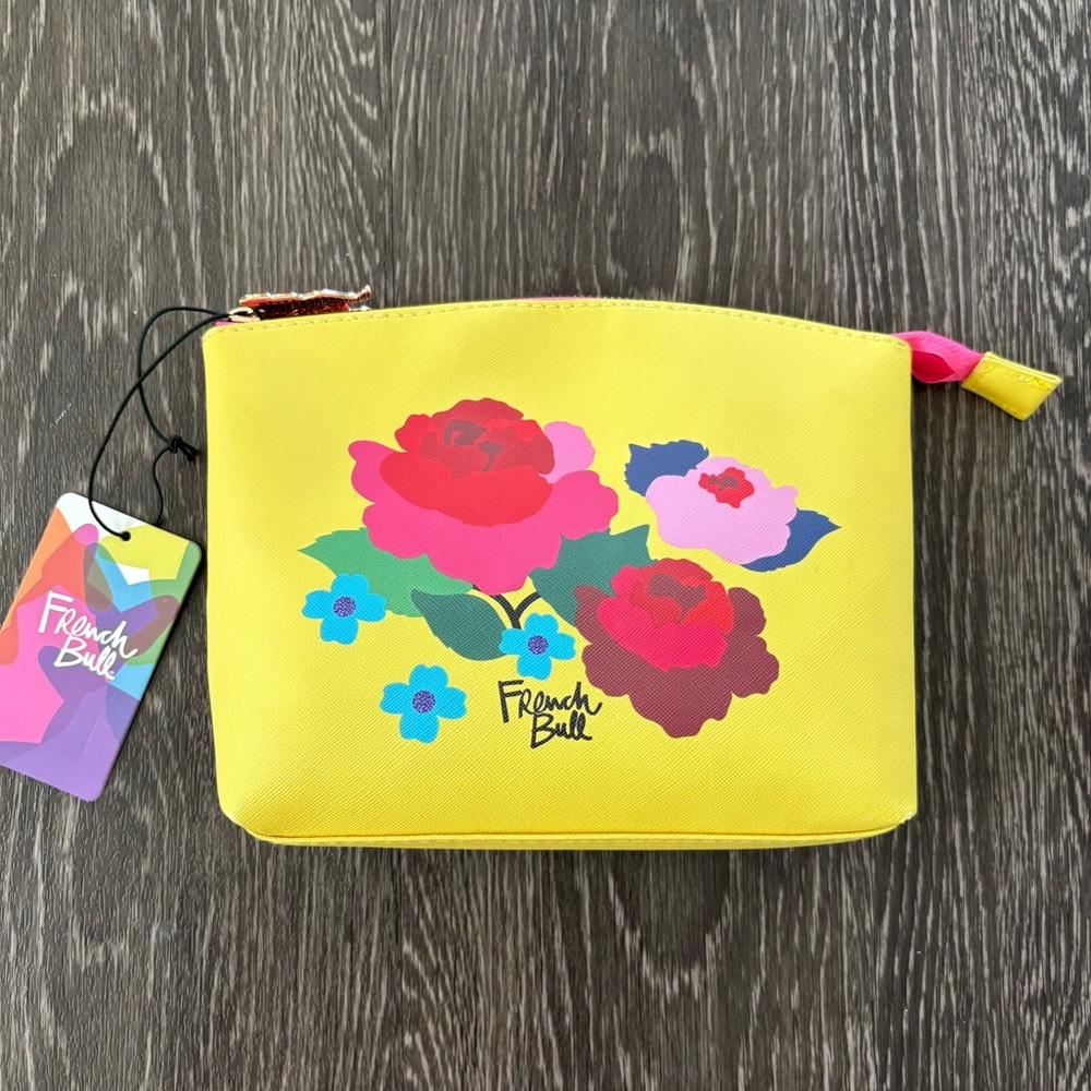 French Bull floral Yellow Cosmetic Bag